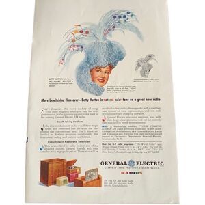 Vintage 1945 General Electric Radio Betty Hutton Ad Advertisement
